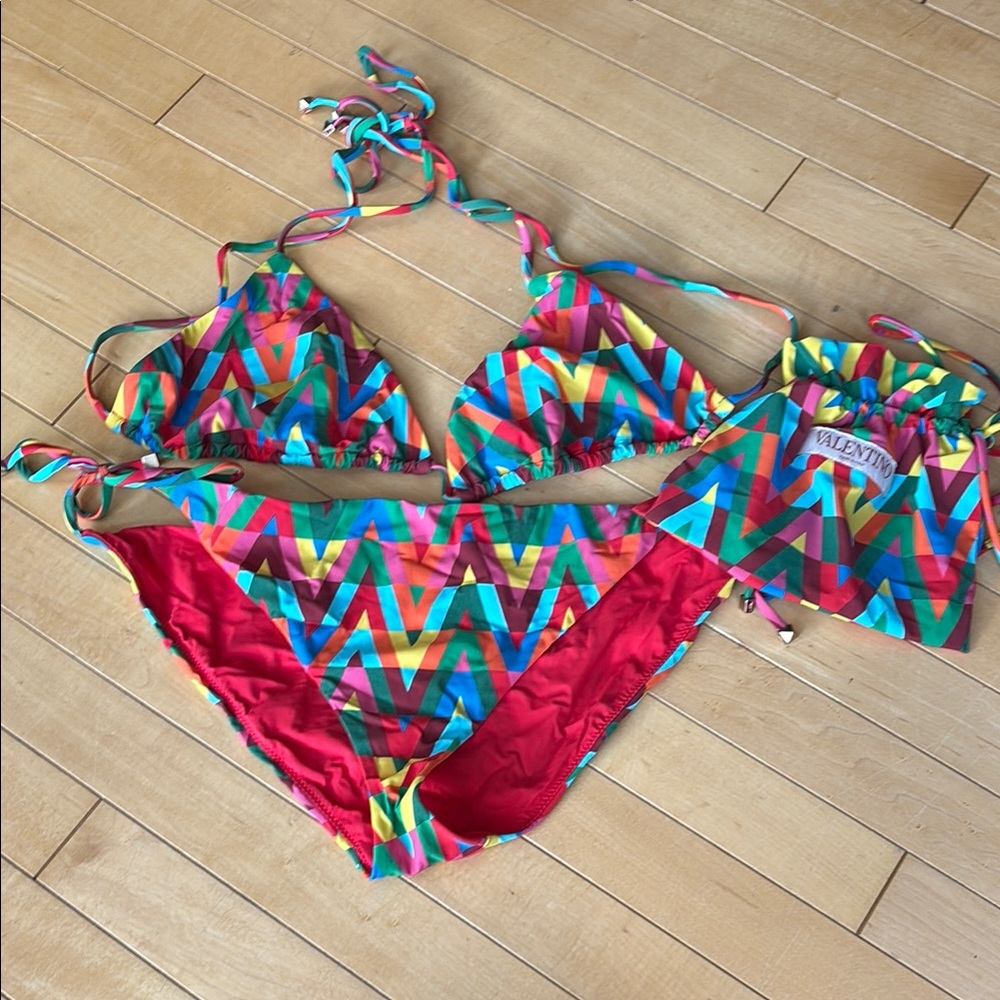 Authentic- Valentino Colorful Zigzag Bikini Set